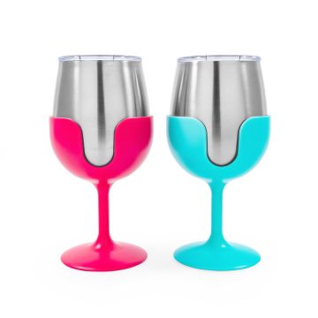 CAMCO Life is Better at the Campsite Blue & Pink Wine Tumbler