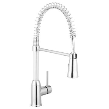 Dura Faucet Satin Nickel Coil Spring Pull-Down Handle RV Kitchen Faucet