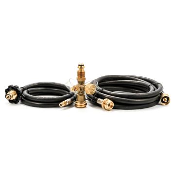 Camco RV 4-Port Propane Brass Tee W/ 5' & 12' Extension Hoses 