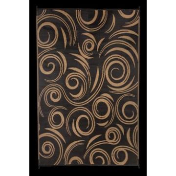 Faulkner 9' x 12' Black/Beige Reversible Swirl Deluxe Multi-Purpose Mat