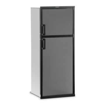 Dometic DM2872RBF1 Gas Absorption RV Refrigerator with stainless steel door panels (not included) and doors closed.