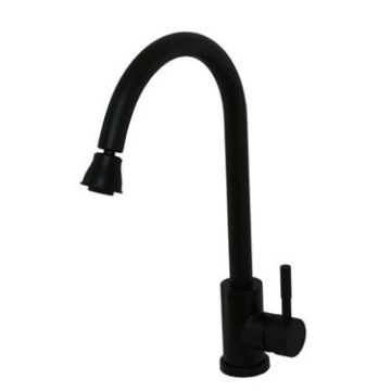 Kitchen Gooseneck Black Matte Stainless Steel American Brass Faucet