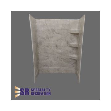 Specialty Recreation 24" x 32" x 66" Grand Teton Travertine Pattern Bath/Shower Surround - Brown & Gold