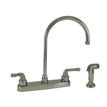 Empire Brass Company Chrome Teapot Handle Gooseneck Kitchen Faucet with Spray Kit