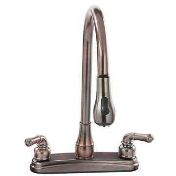 Empire Brass Company Oil Rubbed Bronze Teapot Handle Pull-Out Gooseneck Kitchen Faucet